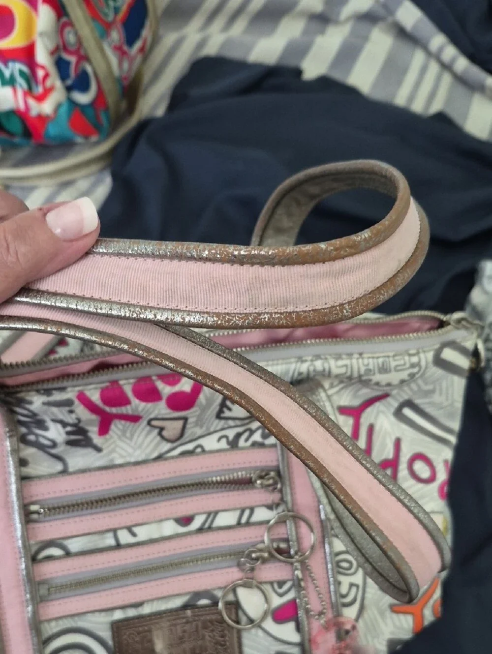 Coach Poppy Light Pink Graphic Print Tote Bag with Charm